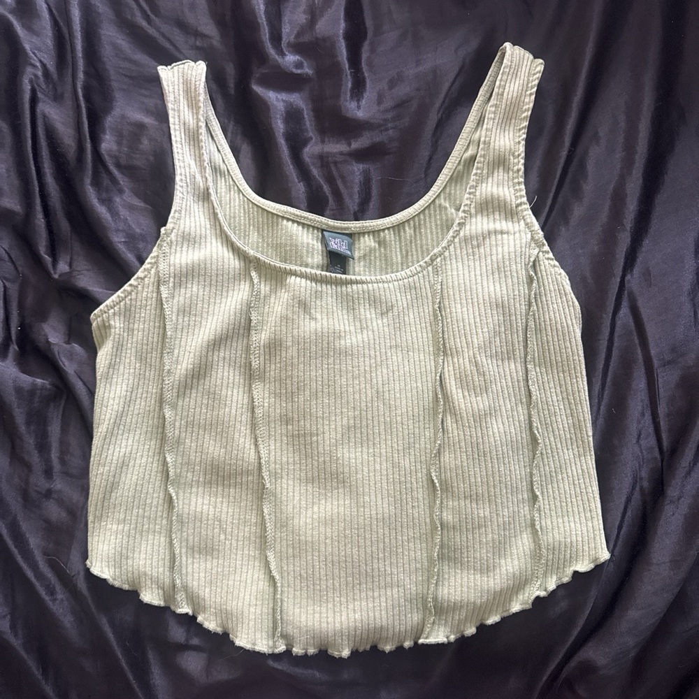 Wild Fable Olive Ribbed Tank Top - Picture 2 of 3